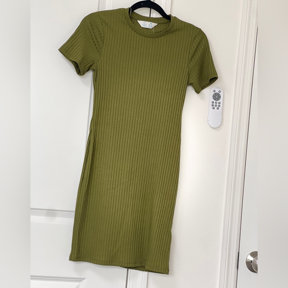 Primark Khaki Ribbed Mini Dress